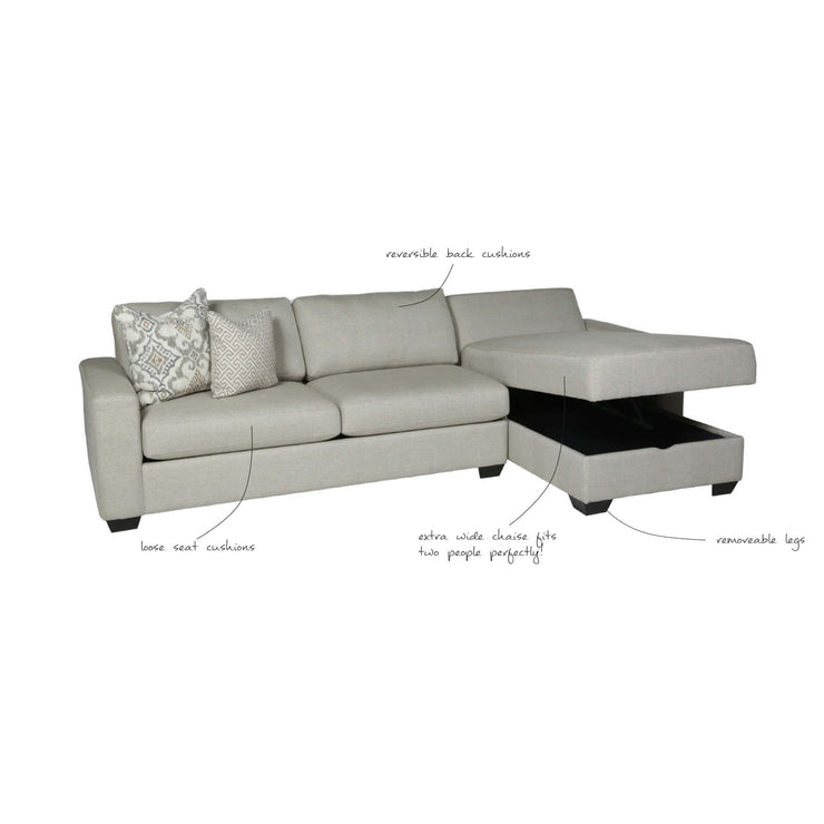 Daniela Loveseat Sectional Sofa With Storage Chaise