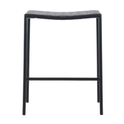 Titus Backless Black Leather Stool