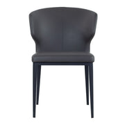 Thurston Leatherette Dining Chair With Black Metal Base charcoal