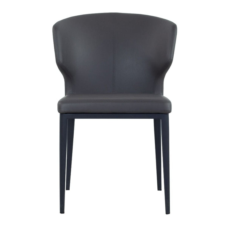 Thurston Leatherette Dining Chair With Black Metal Base charcoal