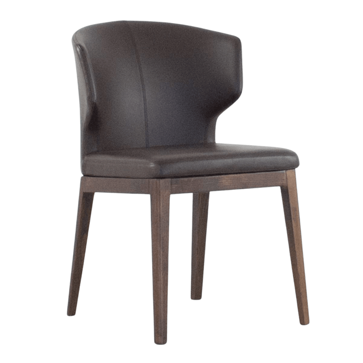Thurston Brown Leatherette Dining Chair With Wood Base