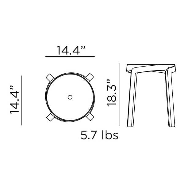 Nardi Stack Mini Outdoor Stool Dimensions