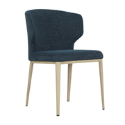 Thurston Fabric Dining Chair With Natural Wood Imprint Metal Base Blue