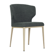 Thurston Fabric Dining Chair With Natural Wood Imprint Metal Base Medium Grey