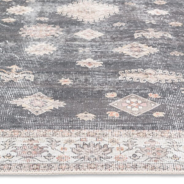 Aura Charcoal Beige Multi Washable Rug