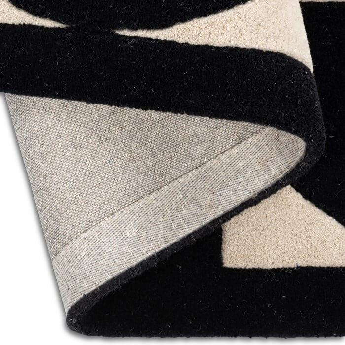 Abstract Hand Tufted Black and White Wool Area Rug