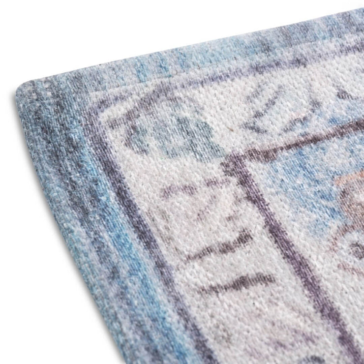 Distressed Blue Washable Rug