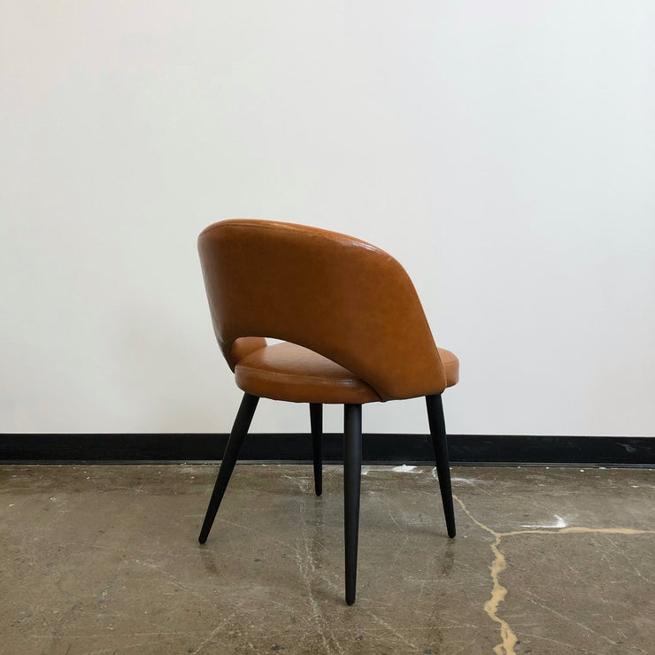 Henrick Dining Chair - Tan Leatherette and Black Base