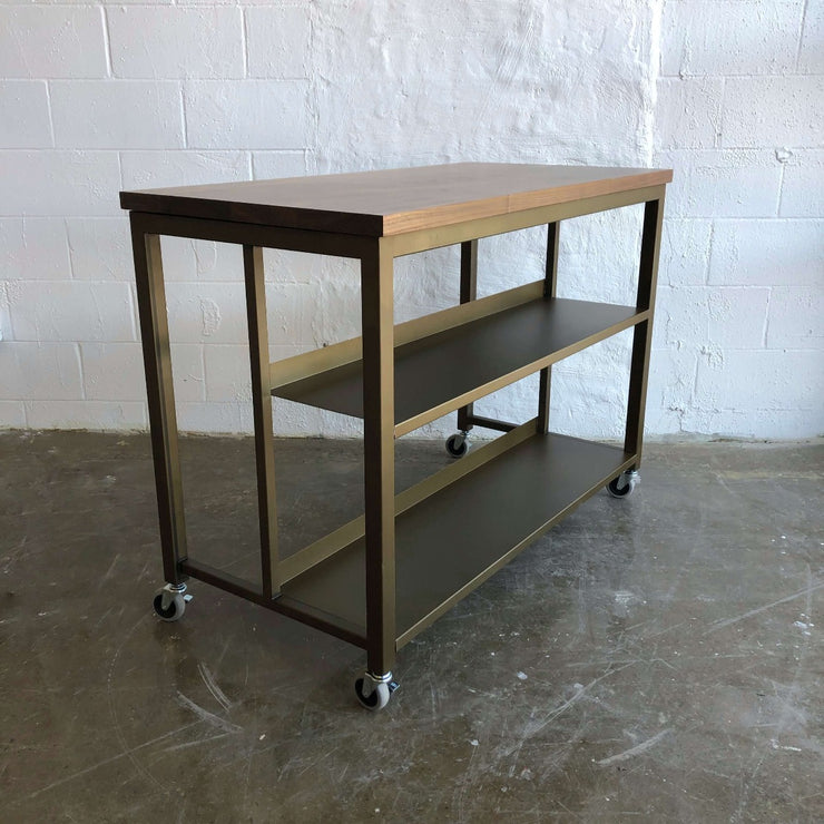 Walnut Oracle Mini Kitchen Island - Old Gold