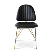 Langham Dining Side Chair Black Leatherette / Brass Frame