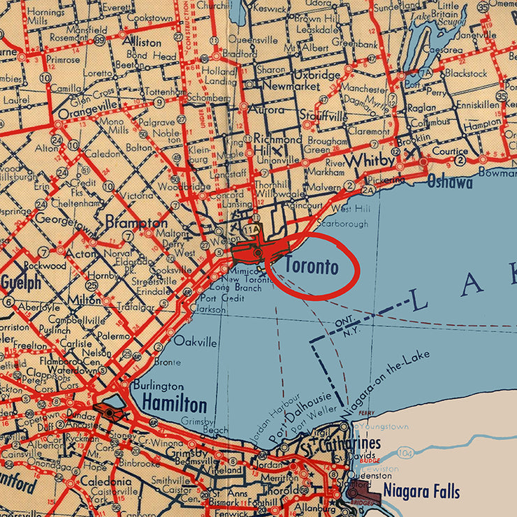 Ontario Driving Map Pillow By Persnickety Design