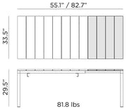 Nardi Rio 140 Aluminum Extendable Outdoor Table Dimensions