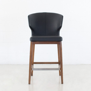 Thurston Leatherette Stool With Wood Base