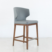 Thurston Leatherette Stool With Wood Base