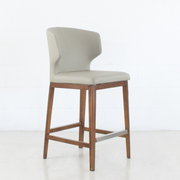 Thurston Leatherette Stool With Wood Base