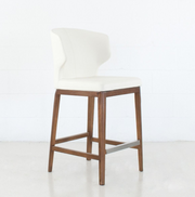 Thurston Leatherette Stool With Wood Base