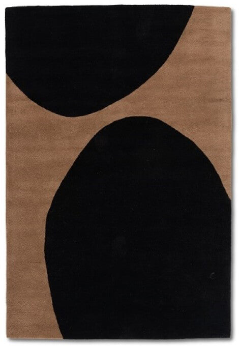 Abstract Black Hand Tufted Wool Area Rug