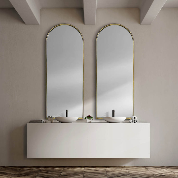 Agatha I Wall Mirror gold over sinks in bathroom