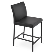 Aria Metal Stool Black Leatherette and Black Base