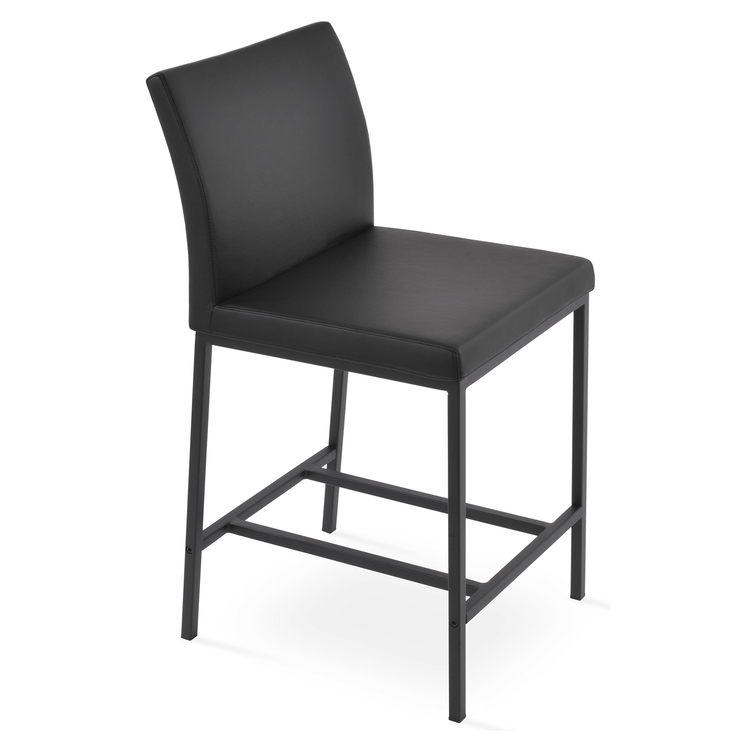 Aria Metal Stool Black Leatherette and Black Base