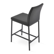 Aria Metal Stool Black Leatherette and Black Base