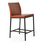 Aria Metal Stool Cinnamon Leatherette and Black Base