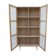 Cane Bookcase With Full Doors Natural