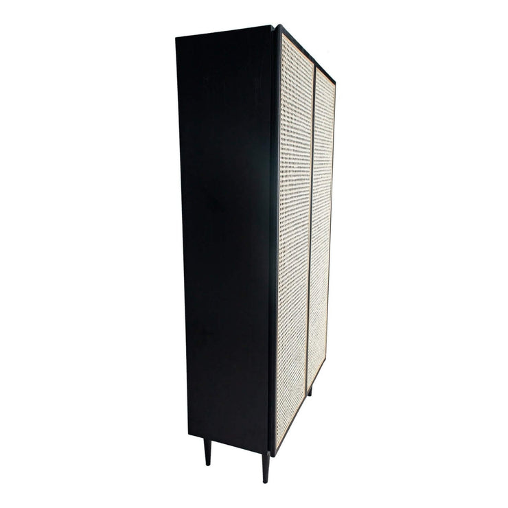 Cane Bookcase With Full Doors - Black