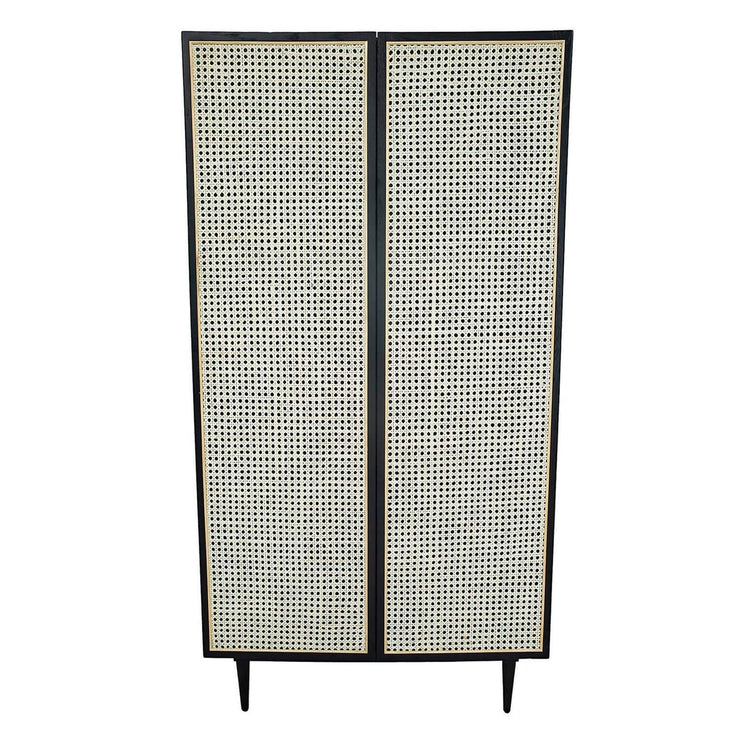 Cane Bookcase With Full Doors - Black