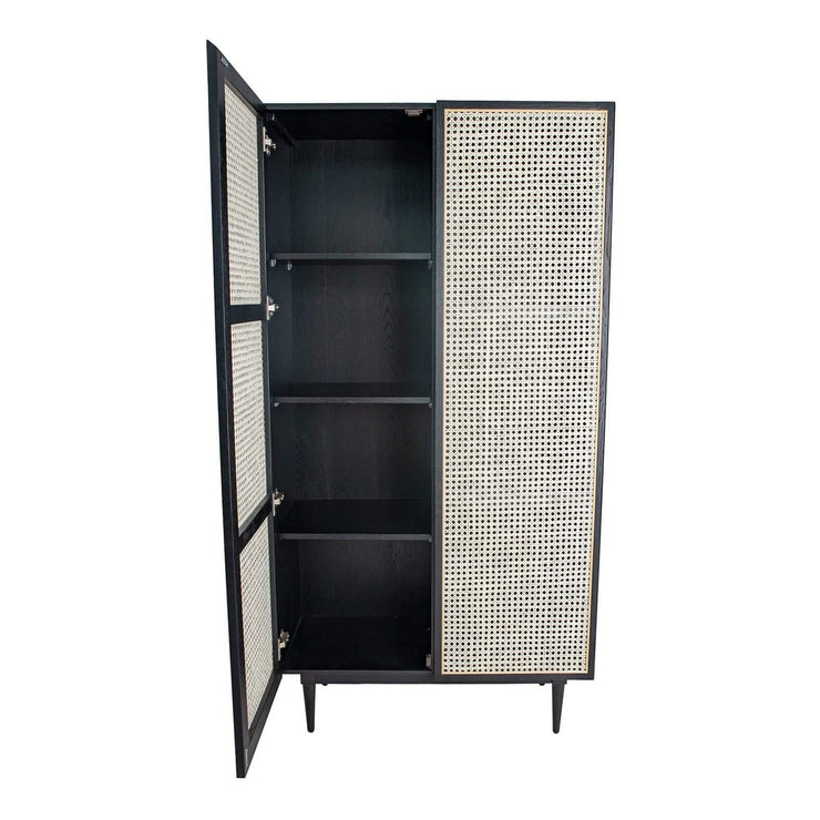 Cane Bookcase With Full Doors - Black