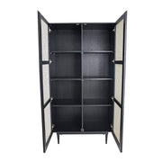 Cane Bookcase With Full Doors - Black