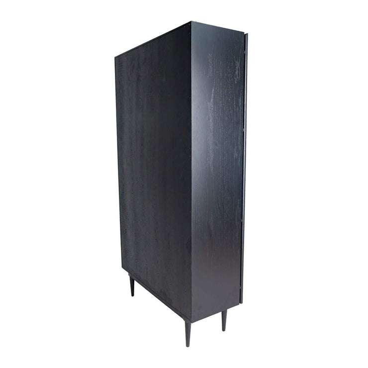 Cane Bookcase With Full Doors - Black