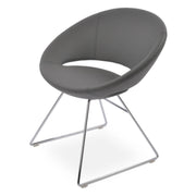 Crescent Wire Dining Chair Grey Chrome