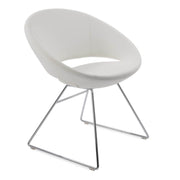 Crescent Wire Dining Chair White Chrome