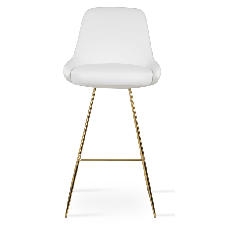 Gazel Wire Stool White and Gold Base