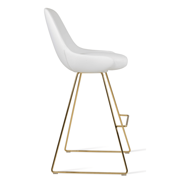 Gazel Wire Stool White and Gold Base