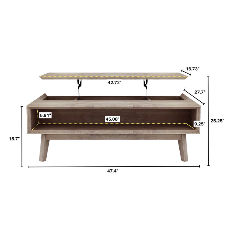 Gia Lift Top Coffee Table Dimensions