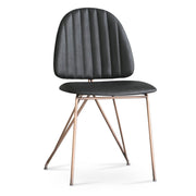 Langham Dining Side Chair Black Leatherette / Brass Frame