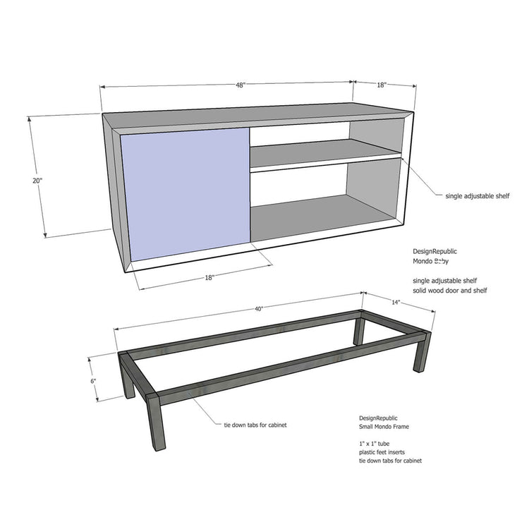 Mondo Baby Walnut Media Unit dimensions