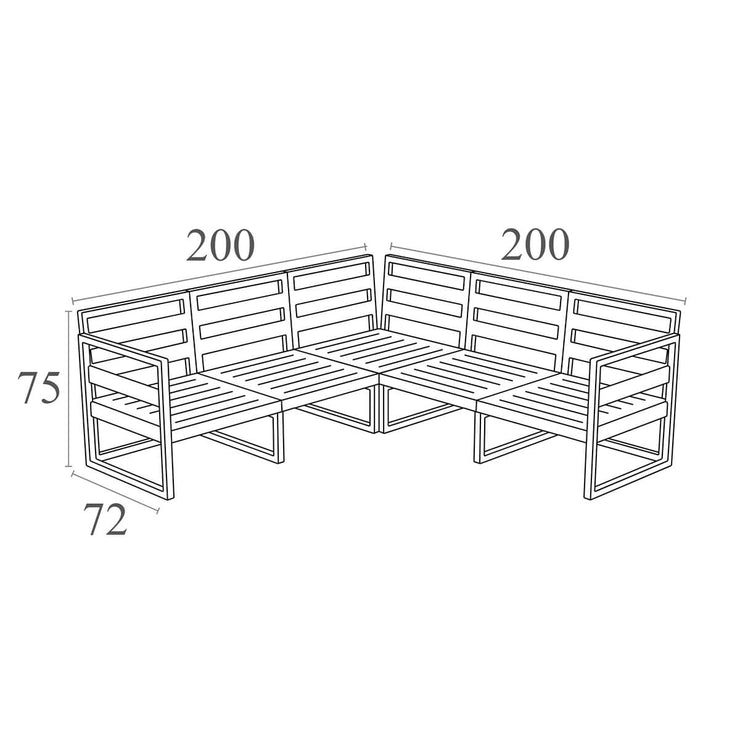 Siesta Mykonos Lounge Corner Set - Outdoor Sectional Sofa