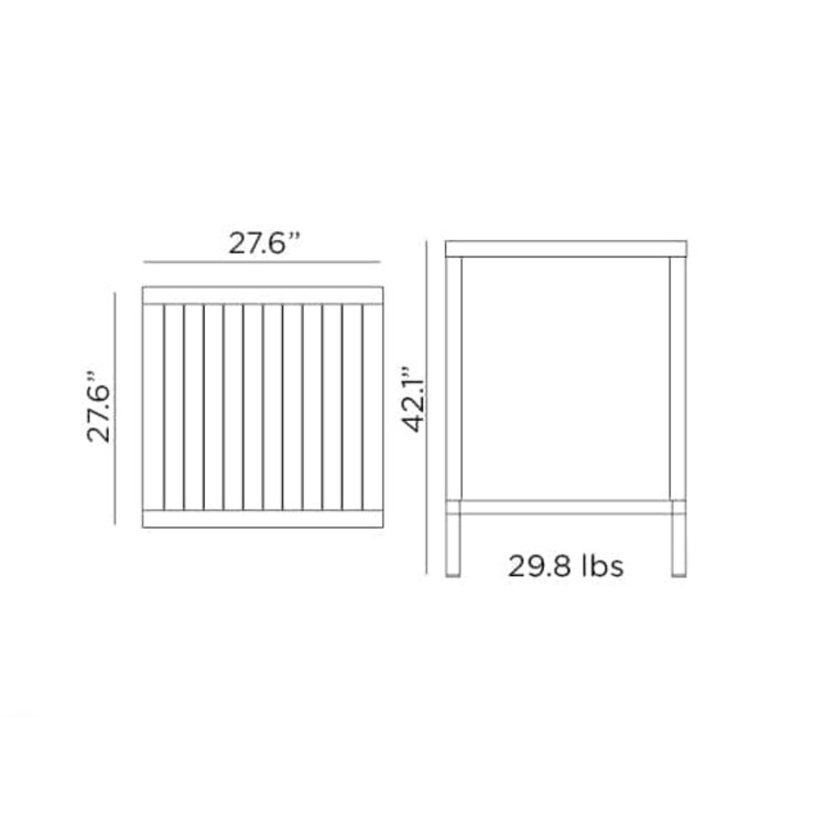 Nardi Cube 70 Outdoor Bar Table dimensions