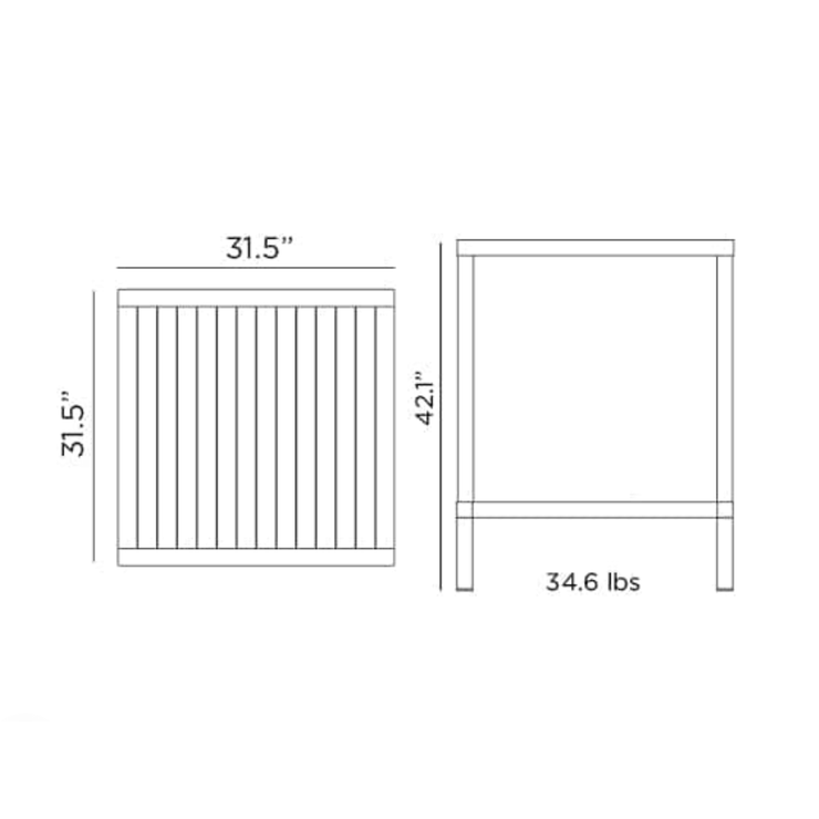 Nardi Cube 80 Outdoor Bar Table Dimensions