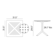 Nardi Clip 80 Outdoor Dining Table dimensions