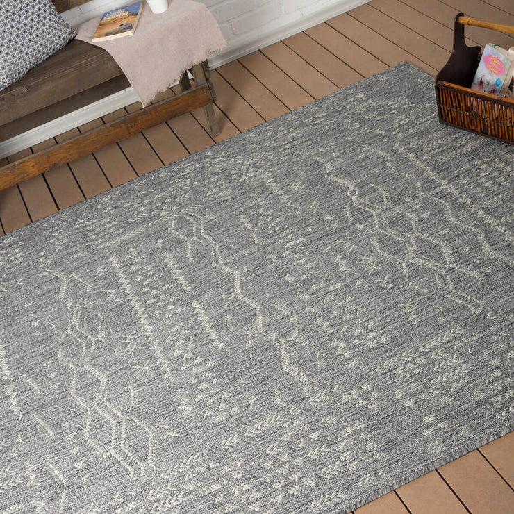 Oksana Tribal Grey Quick Dry Rug - Indoor / Outdoor Rug