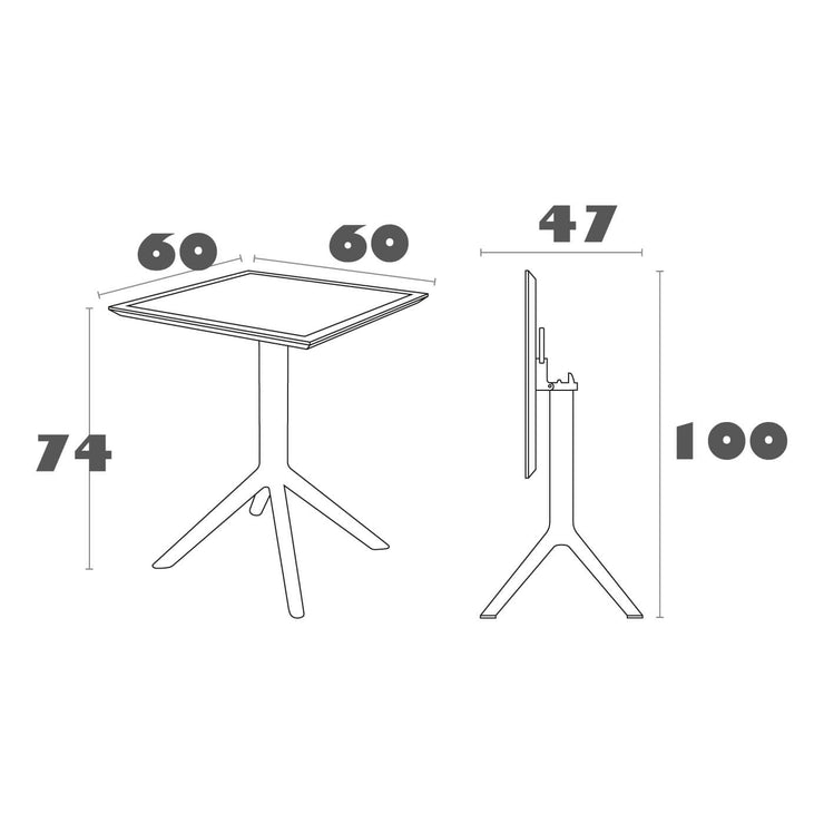 Siesta Sky Folding Table 60 dimensions