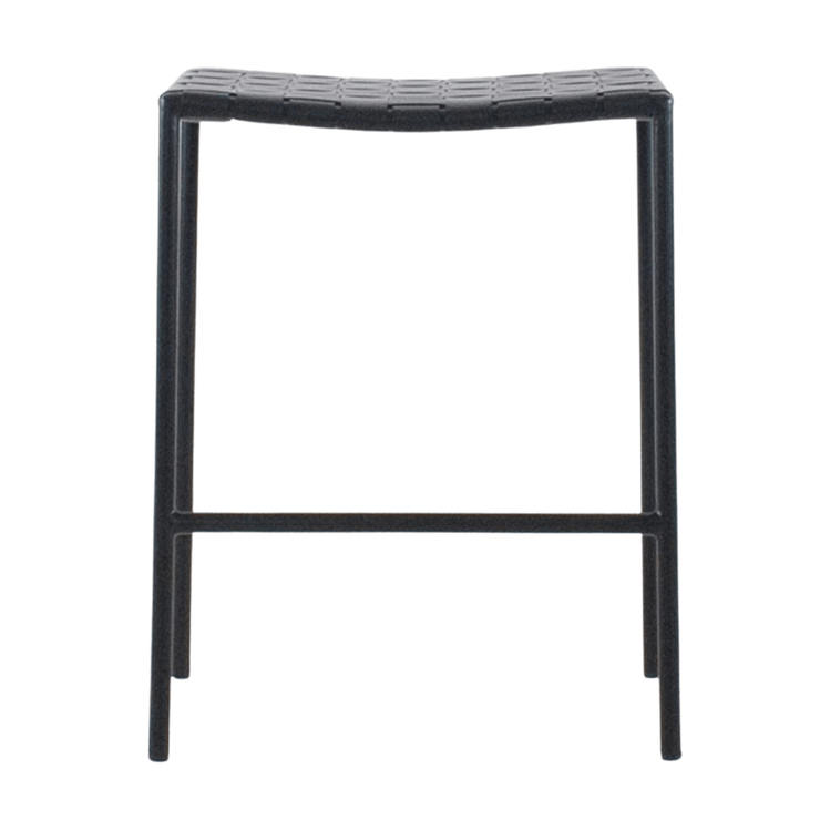 Titus Backless Black Leather Stool