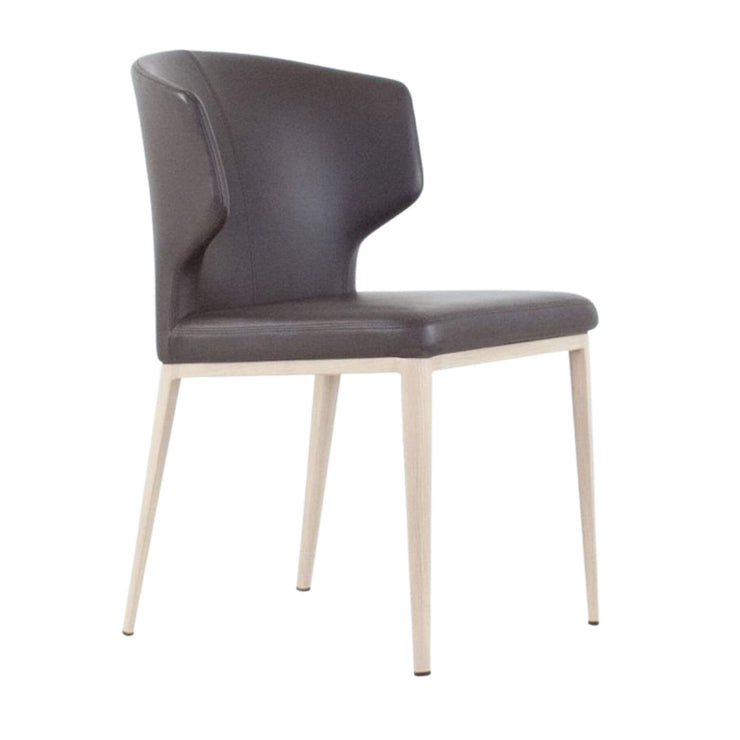 Thurston Leatherette Dining Chair With Natural Wood Imprint Metal Base