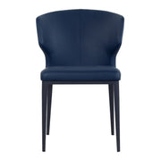 Thurston Leatherette Dining Chair With Black Metal Base blue