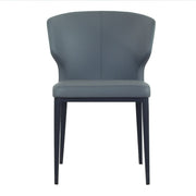 Thurston Leatherette Dining Chair With Black Metal Base silvertone