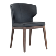 Thurston Leatherette Dining Chair With Wood Base Black